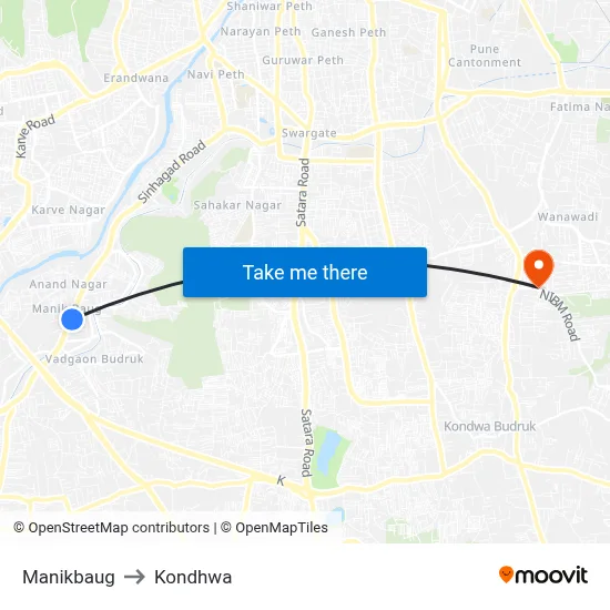 Manikbaug to Kondhwa map
