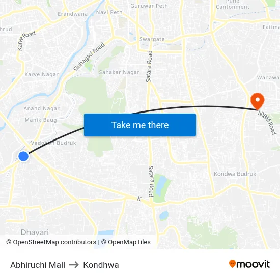 Abhiruchi Mall to Kondhwa map