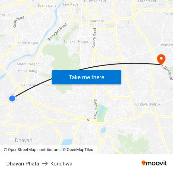 Dhayari Phata to Kondhwa map