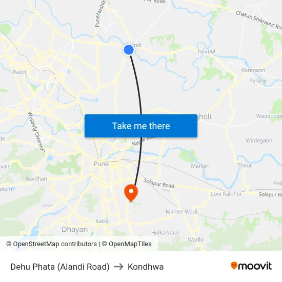 Dehu Phata (Alandi Road) to Kondhwa map
