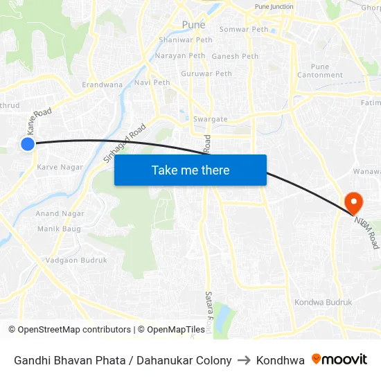 Gandhi Bhavan Phata / Dahanukar Colony to Kondhwa map