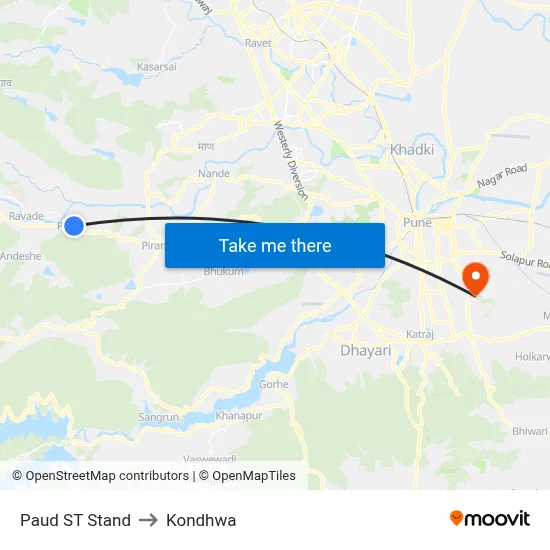 Paud ST Stand to Kondhwa map