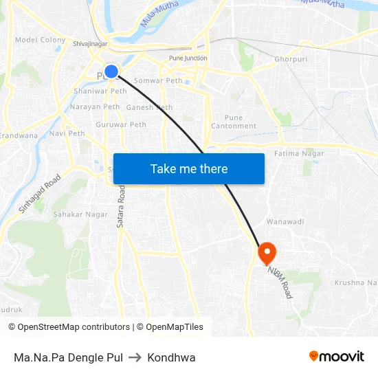 Ma.Na.Pa Dengle Pul to Kondhwa map