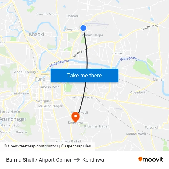 Burma Shell / Airport Corner to Kondhwa map