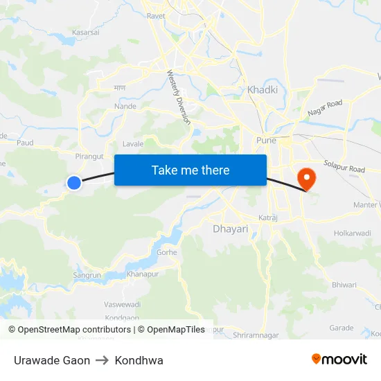 Urawade Gaon to Kondhwa map