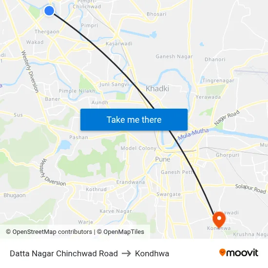 Datta Nagar Chinchwad Road to Kondhwa map