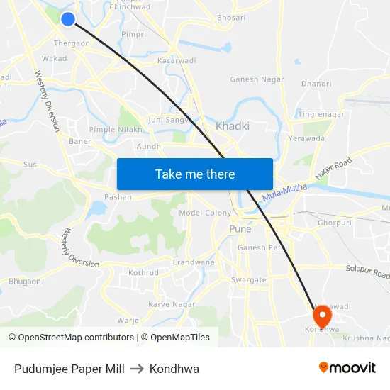 Pudumjee Paper Mill to Kondhwa map