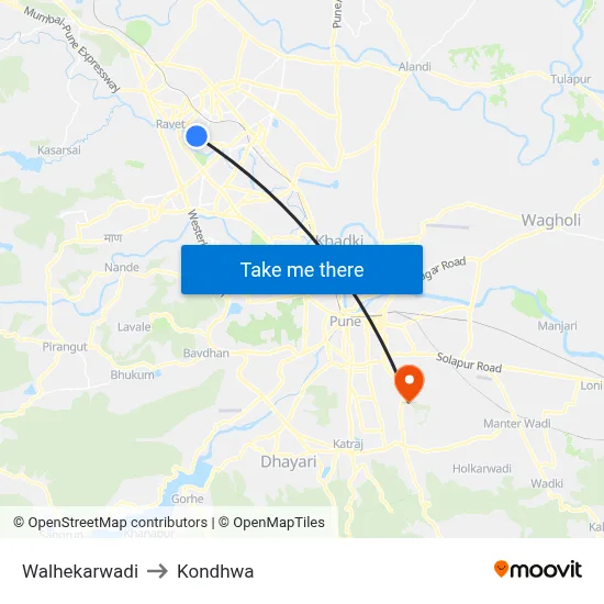 Walhekarwadi to Kondhwa map
