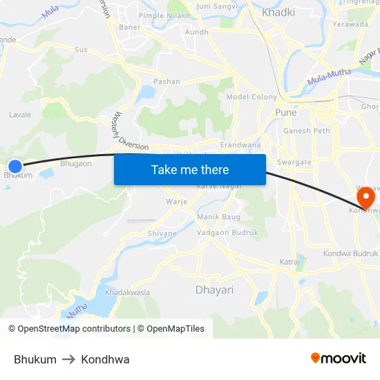 Bhukum to Kondhwa map
