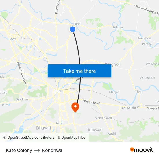 Kate Colony to Kondhwa map