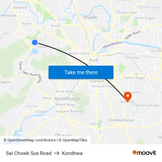 Sai Chowk Sus Road to Kondhwa map