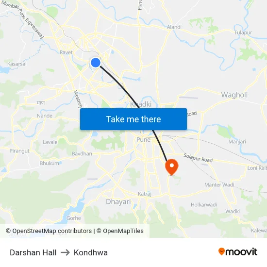 Darshan Hall to Kondhwa map