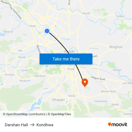Darshan Hall to Kondhwa map