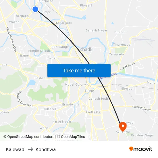 Kalewadi to Kondhwa map