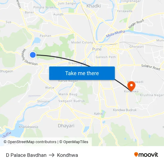 D Palace Bavdhan to Kondhwa map