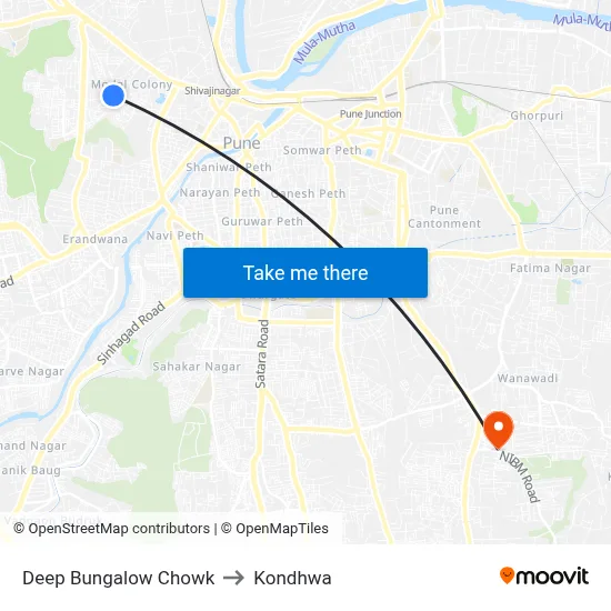 Deep Bungalow Chowk to Kondhwa map