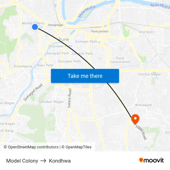 Model Colony to Kondhwa map