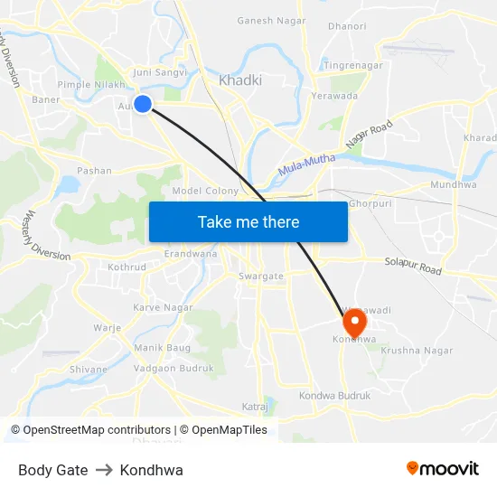Body Gate to Kondhwa map