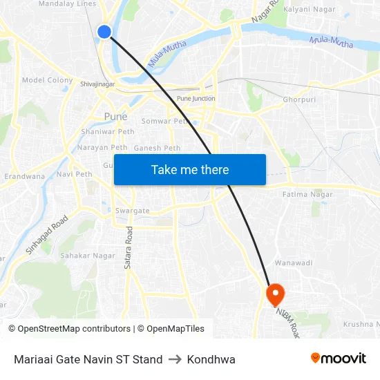 Mariaai Gate Navin ST Stand to Kondhwa map