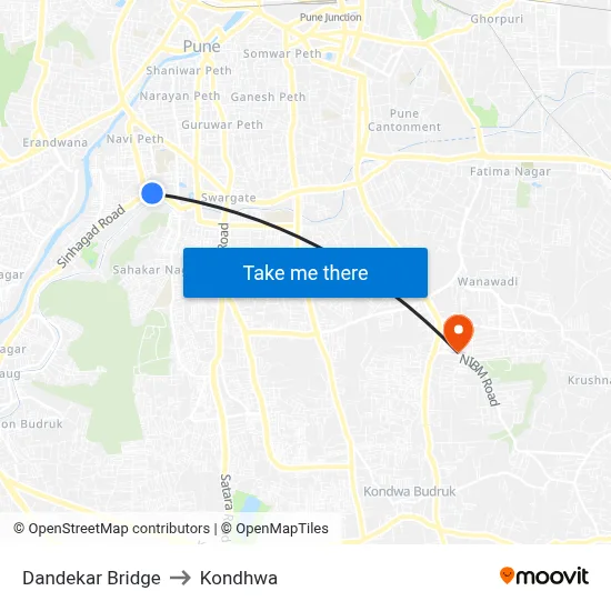 Dandekar Bridge to Kondhwa map