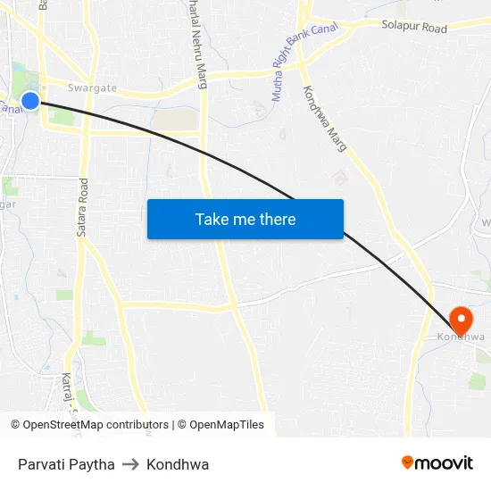 Parvati Paytha to Kondhwa map