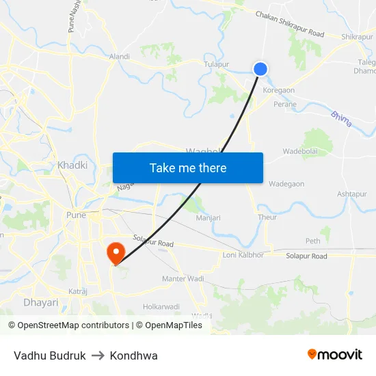 Vadhu Budruk to Kondhwa map