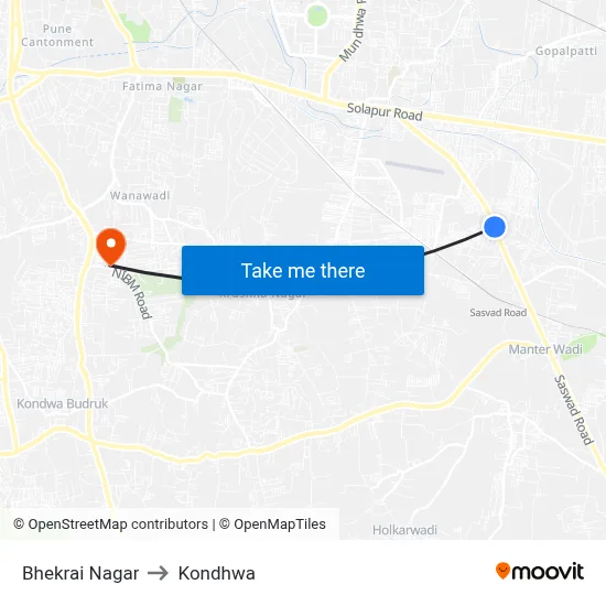 Bhekrai Nagar to Kondhwa map