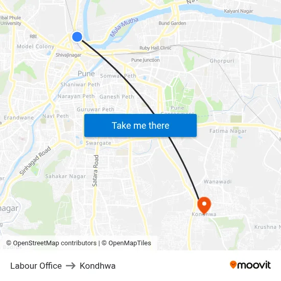 Labour Office to Kondhwa map