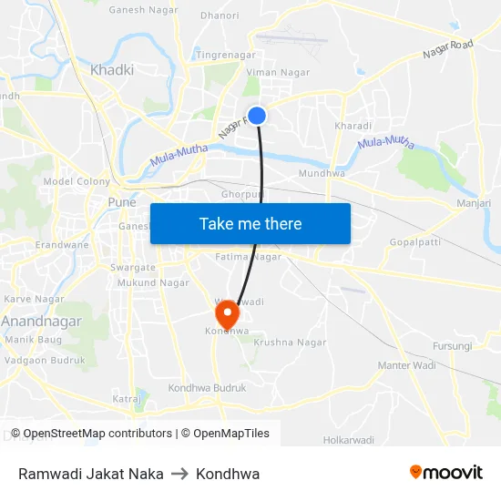 Ramwadi Jakat Naka to Kondhwa map