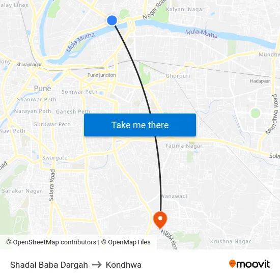 Shadal Baba Dargah to Kondhwa map