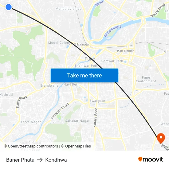 Baner Phata to Kondhwa map