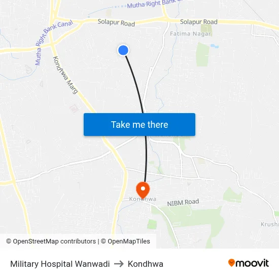 Military Hospital Wanwadi to Kondhwa map
