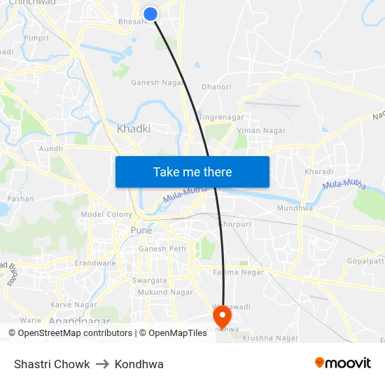 Shastri Chowk to Kondhwa map