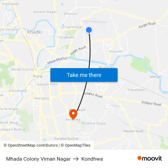 Mhada Colony Viman Nagar to Kondhwa map