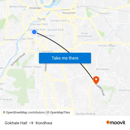 Gokhale Hall to Kondhwa map