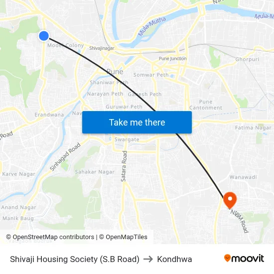 Shivaji Housing Society (S.B Road) to Kondhwa map