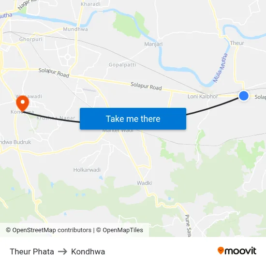Theur Phata to Kondhwa map