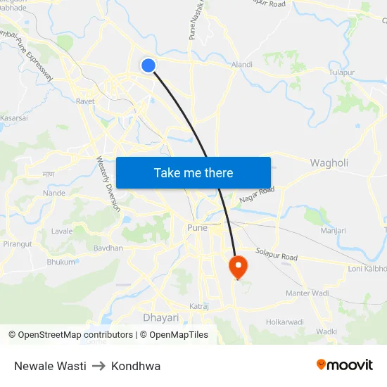 Newale Wasti to Kondhwa map