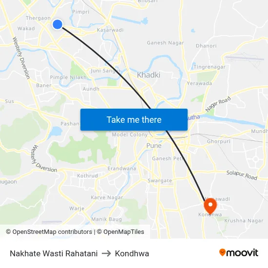 Nakhate Wasti Rahatani to Kondhwa map