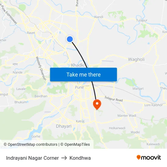 Indrayani Nagar Corner to Kondhwa map