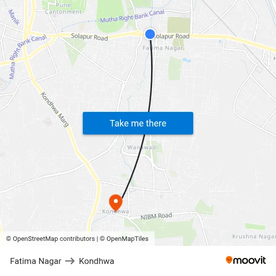 Fatima Nagar to Kondhwa map