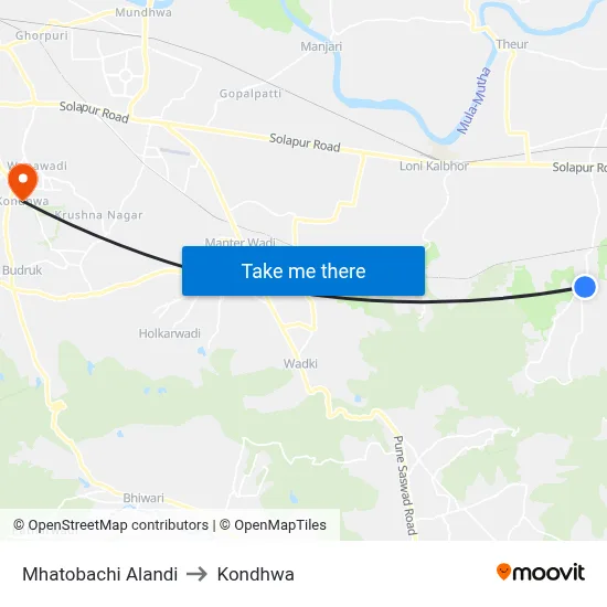 Mhatobachi Alandi to Kondhwa map