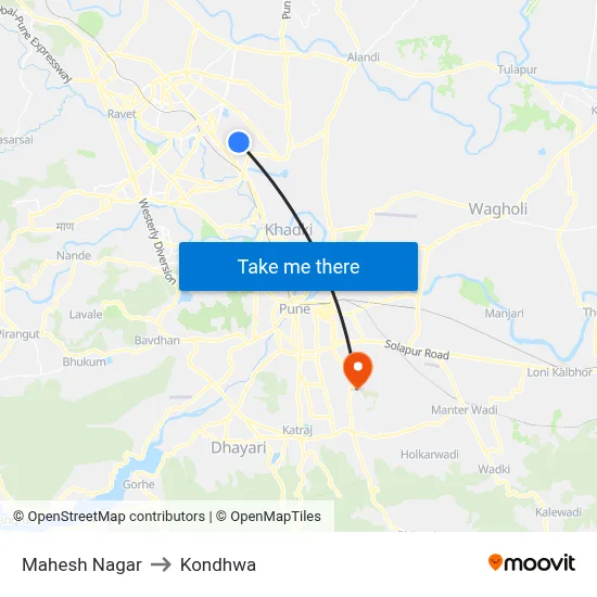 Mahesh Nagar to Kondhwa map