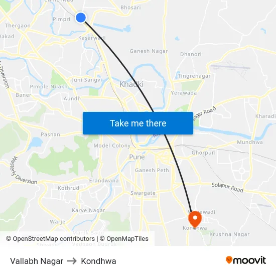 Vallabh Nagar to Kondhwa map