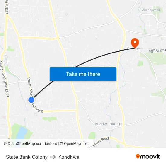 State Bank Colony to Kondhwa map