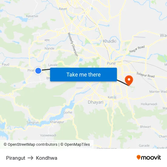 Pirangut to Kondhwa map