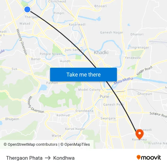 Thergaon Phata to Kondhwa map