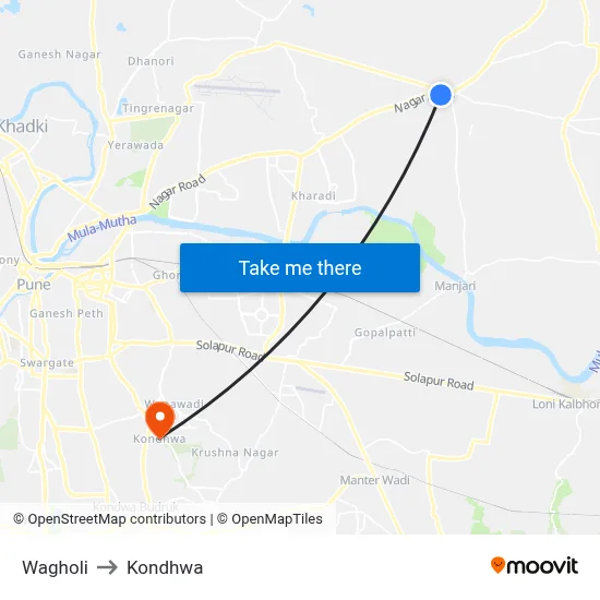 Wagholi to Kondhwa map