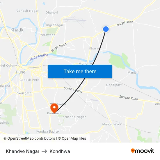 Khandve Nagar to Kondhwa map