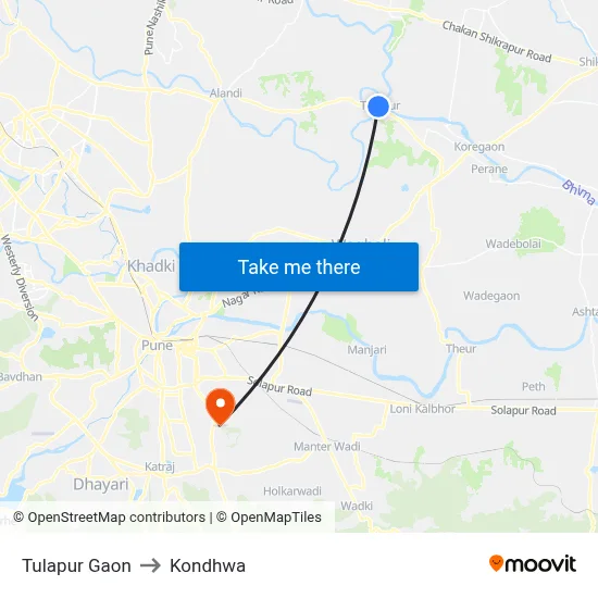 Tulapur Gaon to Kondhwa map
